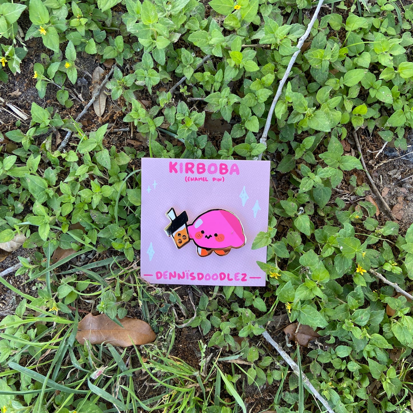 Kirby boba pin